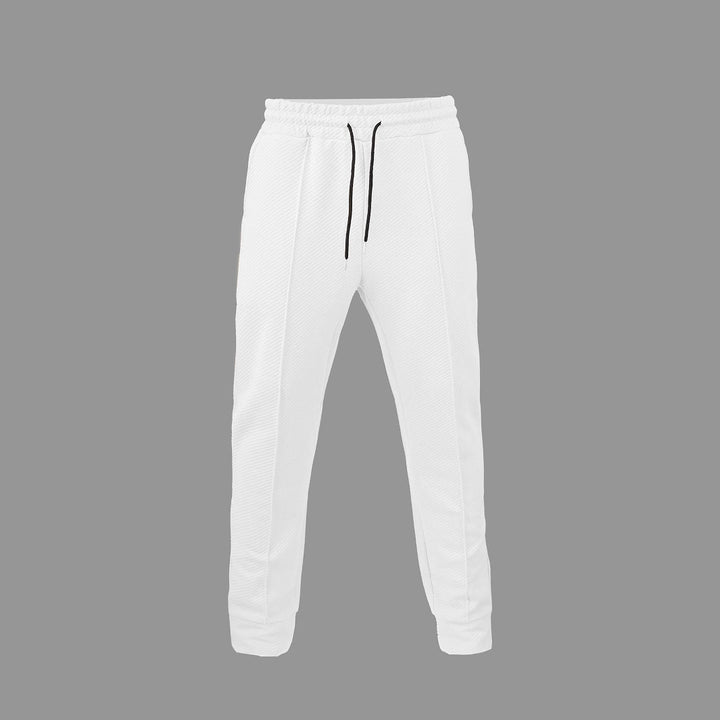 Men's diagonal structured comfort jog pants with pre-shaped inseam and ribbed ankle cuff Mune Fashion