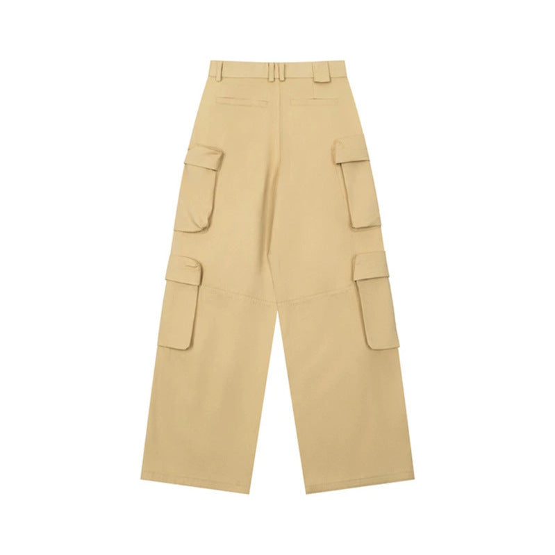 Women Wide Cargo Palazzo Pants with Multiple Pockets, High Waist and Statement Print Mune Fashion
