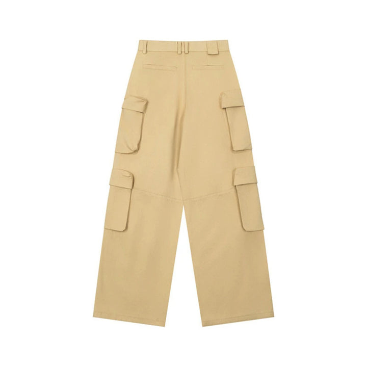 Women Wide Cargo Palazzo Pants with Multiple Pockets, High Waist and Statement Print Mune Fashion