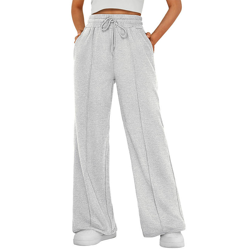 Women's wide sweatpants with high waistband and drawstring Mune Fashion