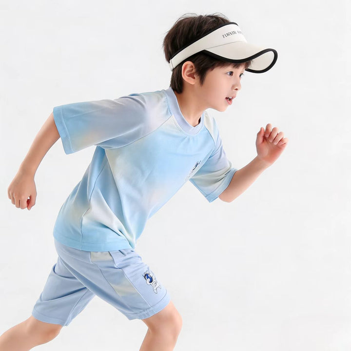 Women's breathable children's sports set with short-sleeve shirt and elastic waistband shorts Mune Fashion