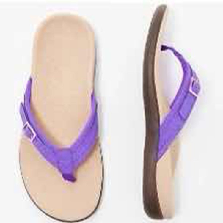 Women's adjustable thong sandal made of textile with padded comfort footbed Mune Fashion