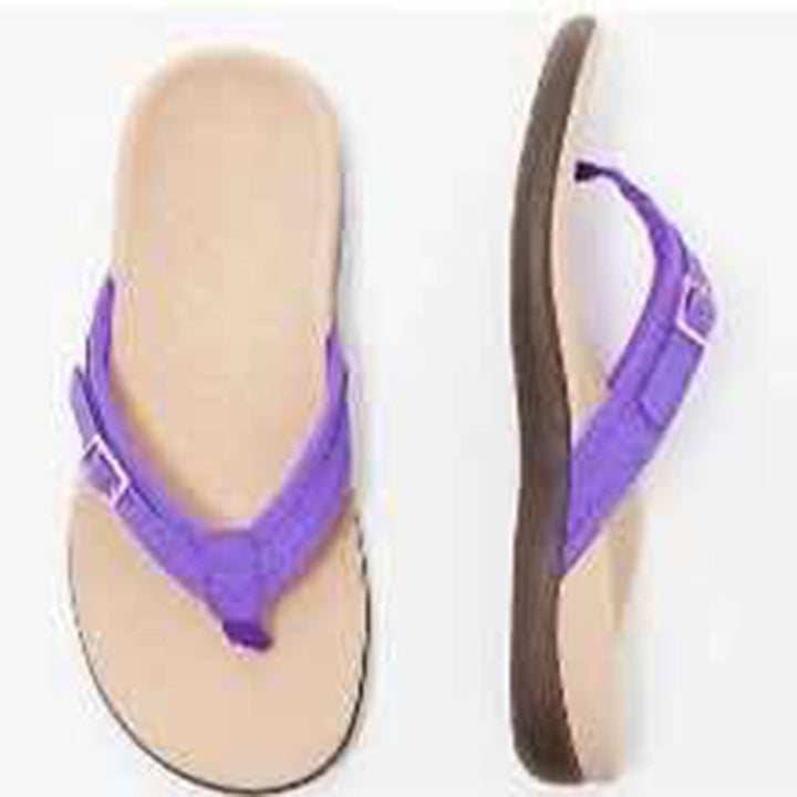 Women's adjustable thong sandal made of textile with padded comfort footbed Mune Fashion