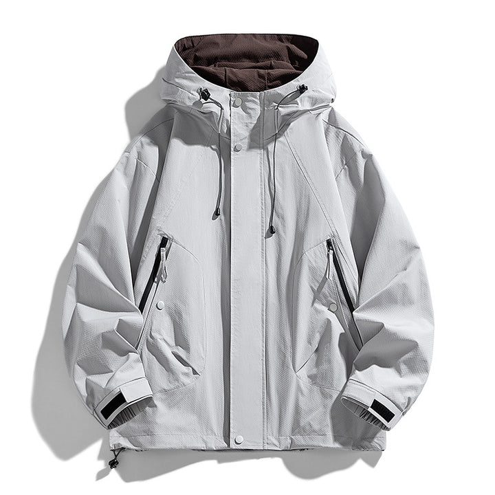 Unisex lightweight windproof outdoor jacket with hood, water-repellent outer shell and adjustable hem Mune Fashion
