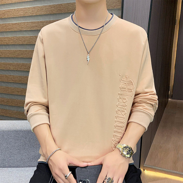 Men's casual sweatshirt with side 3D embossing, round neck and ribbed cuffs Mune Fashion