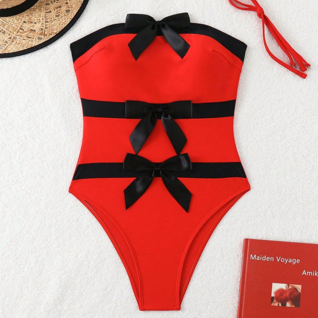 Women's Bandeau Swimsuit with Decorative Bows Mune Fashion
