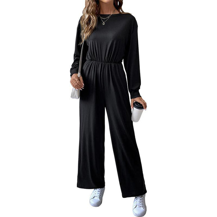 Women's Casual Jumpsuit with Elastic Waist, Side Pockets and Wide Leg Mune Fashion