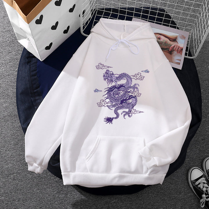 Unisex oversized hoodie with detailed dragon print, brushed fleece lining, and kangaroo pocket Mune Fashion