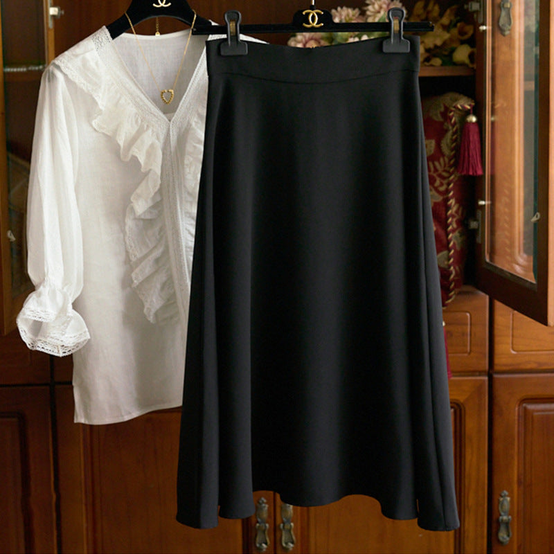 Women's Elegant Midi Skirt with Adjustable Belt Mune Fashion