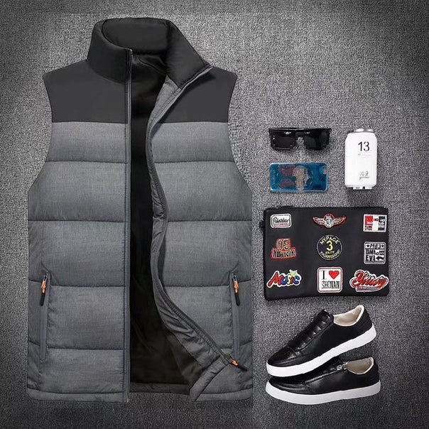 Men's Lightweight Quilted Vest with High Collar Mune Fashion