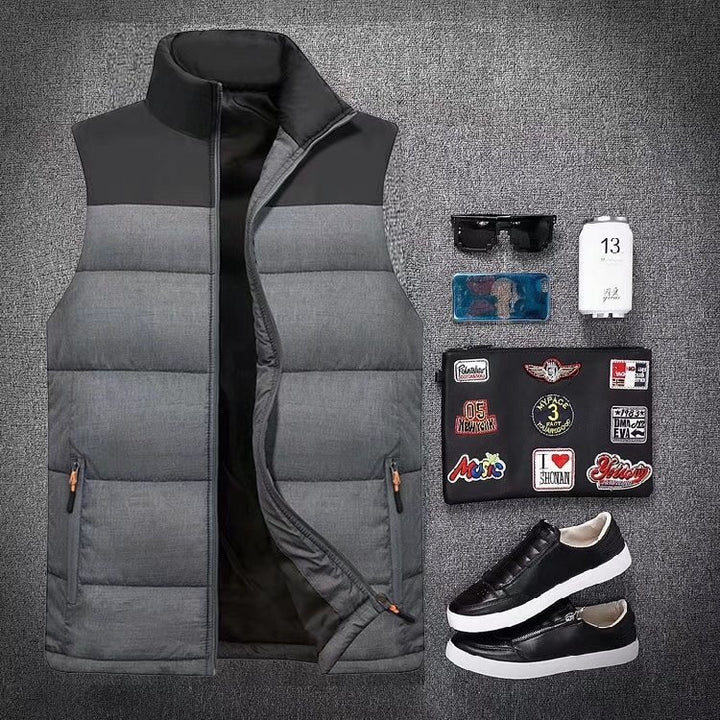 Men's Lightweight Quilted Vest with High Collar Mune Fashion