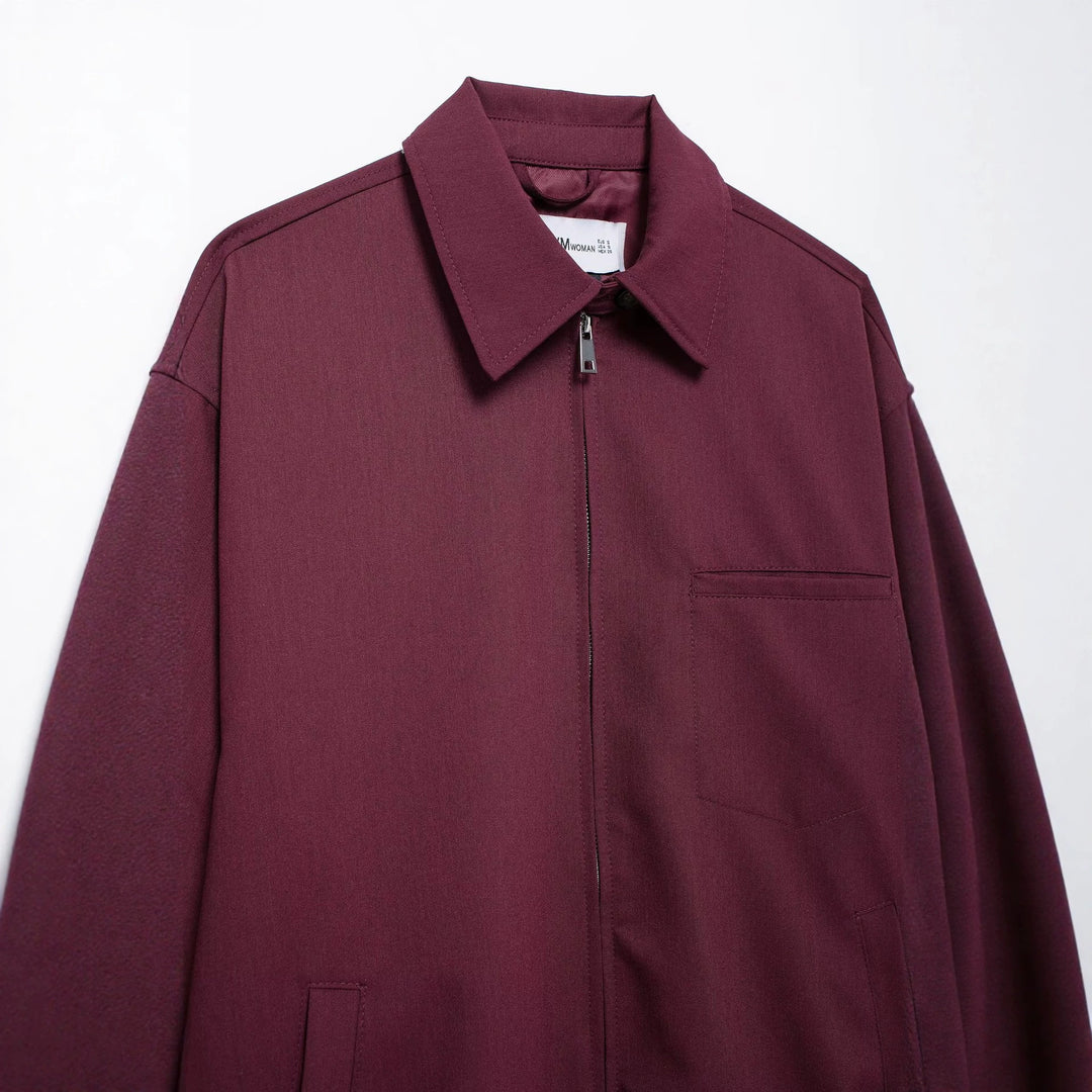 Women's oversized blouson with zipper, shirt collar, and side pockets Drune
