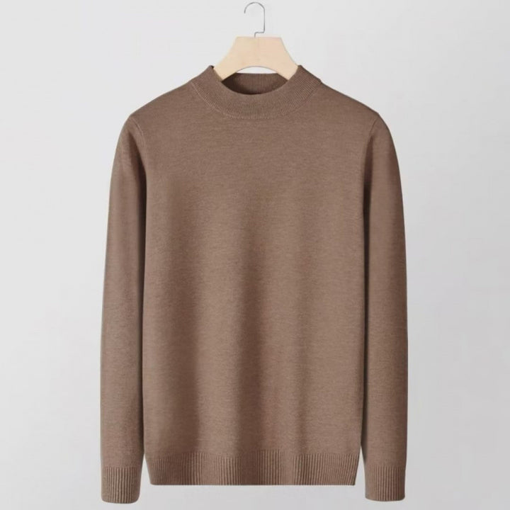 Women's fine knit stand collar pullover made of cotton blend with ribbed cuffs Mune Fashion