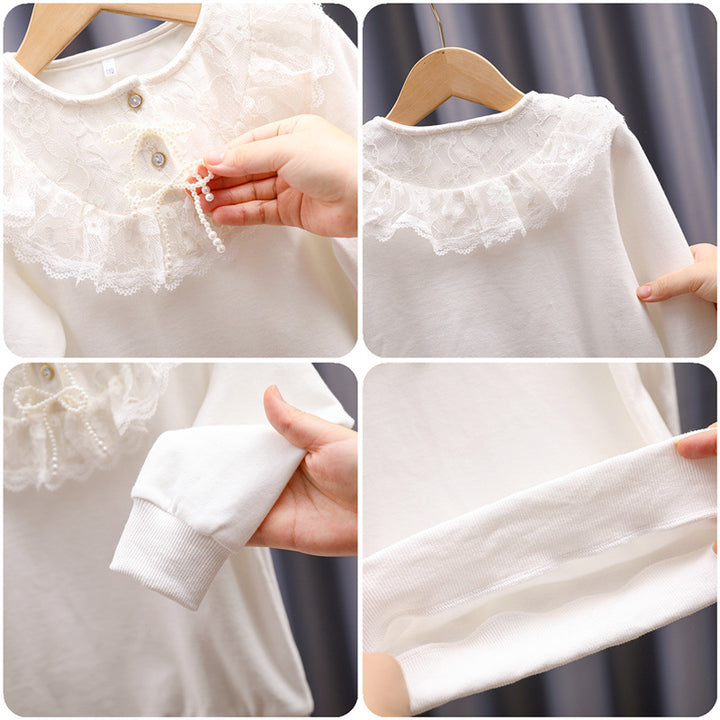 Girl sweatshirt with romantic lace collar Mune Fashion