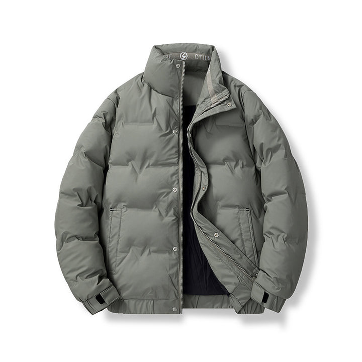 Men's padded quilted jacket with high collar and concealed zipper front Mune Fashion