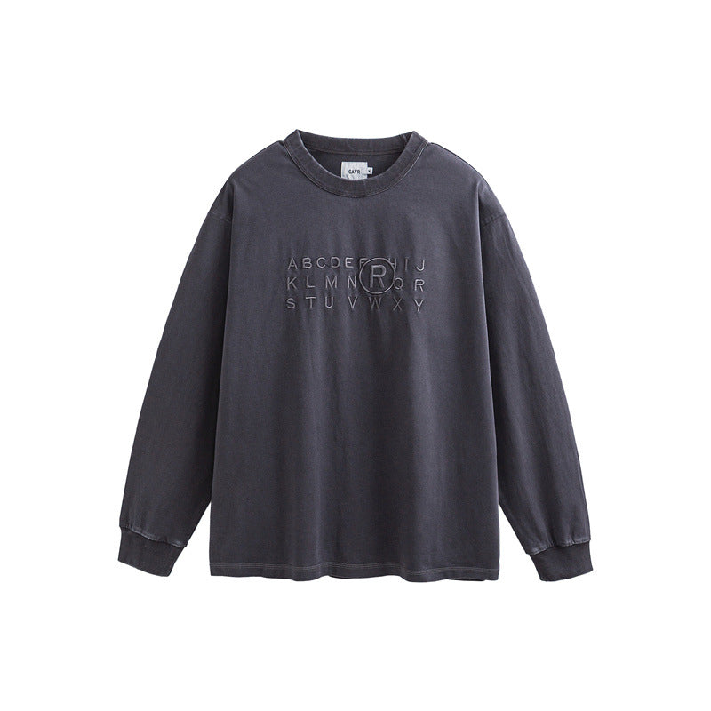 Unisex Oversize Long Sleeve Sweatshirt with Relief Logo and Vintage Washed Cotton Blend Mune Fashion