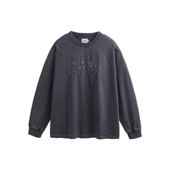 Unisex Oversize Long Sleeve Sweatshirt with Relief Logo and Vintage Washed Cotton Blend Mune Fashion