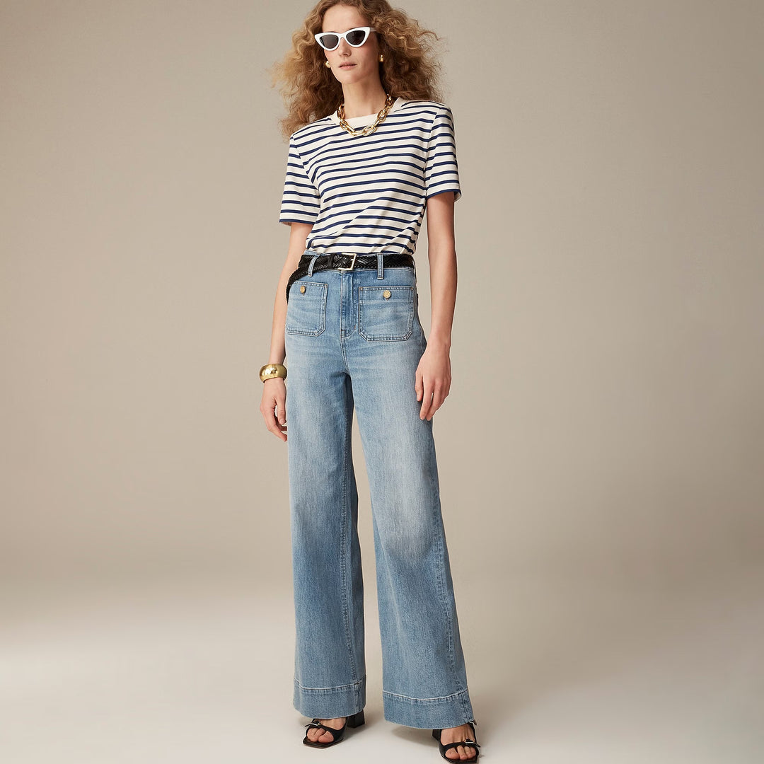 Women's nan High-Waist Wide-Leg Jeans with patch front pockets and wide leg Mune Fashion