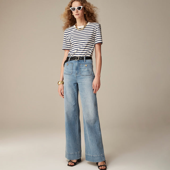 Women's nan High-Waist Wide-Leg Jeans with patch front pockets and wide leg Mune Fashion