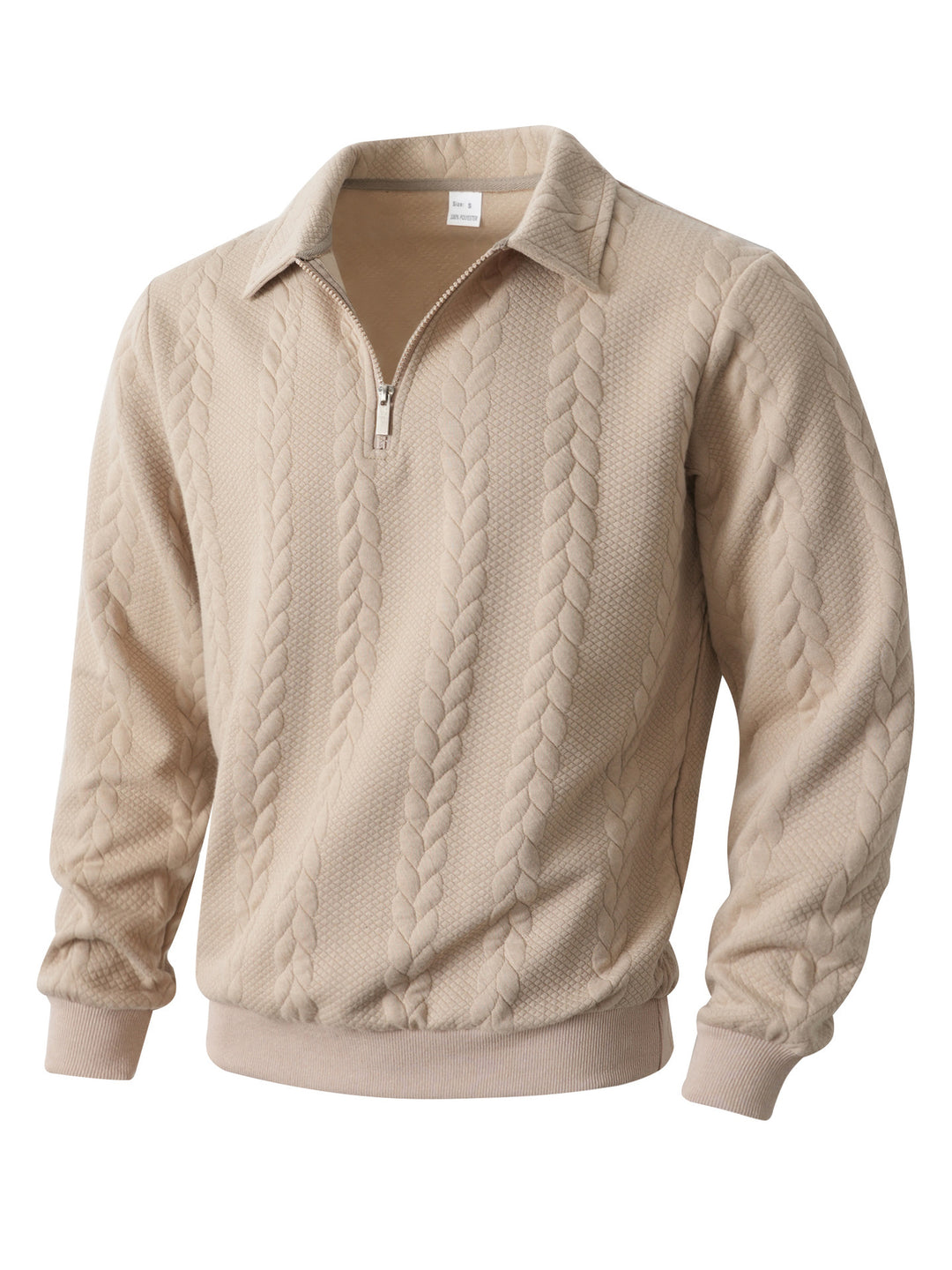 Men's half-zip pullover with kent collar, cable knit structure and ribbed hem Mune Fashion