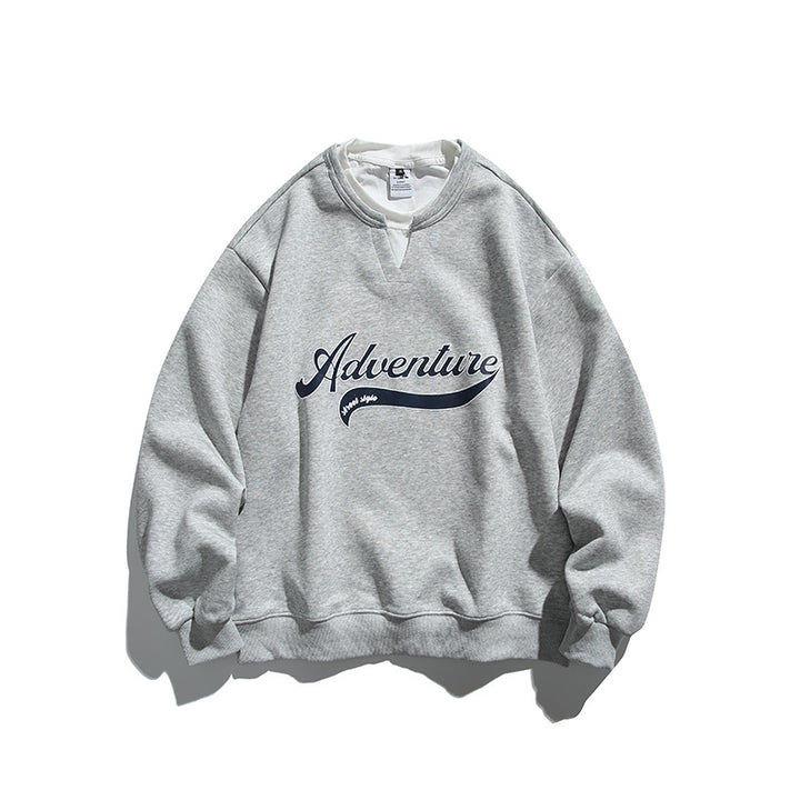 Unisex Oversize Sweatshirt with Layered Collar, Soft Fleece and Statement Print Mune Fashion