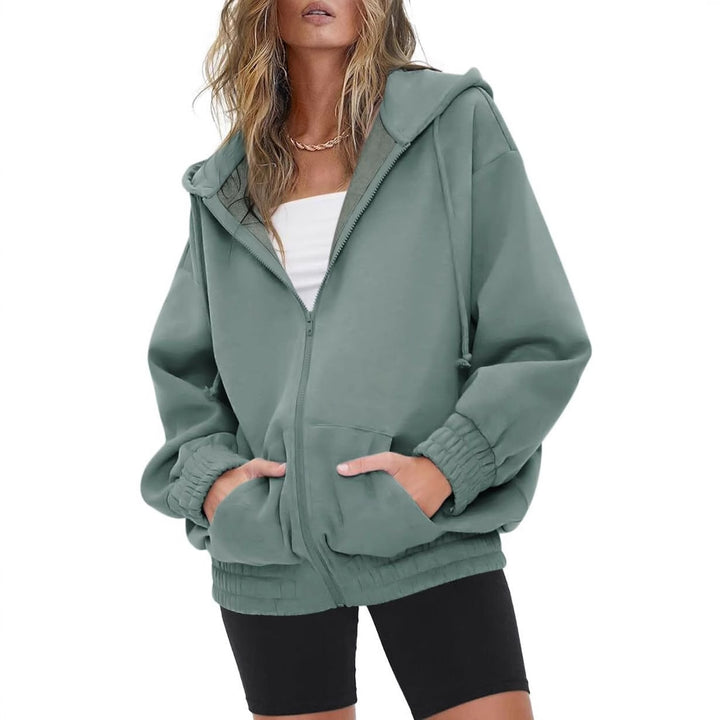 Women nan oversized hoodie jacket with zipper, fleece lining and kangaroo pockets Mune Fashion