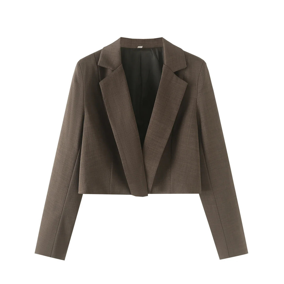 Women nan cropped lapel blazer set with short jacket and high-waist wide-leg pants Mune Fashion