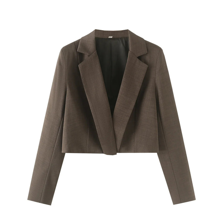 Women nan cropped lapel blazer set with short jacket and high-waist wide-leg pants Mune Fashion