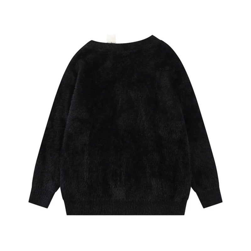 Women's Cozy Knit Sweater with Cartoon Note and Star Motif Mune Fashion
