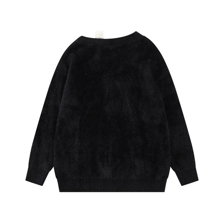 Women's Cozy Knit Sweater with Cartoon Note and Star Motif Mune Fashion