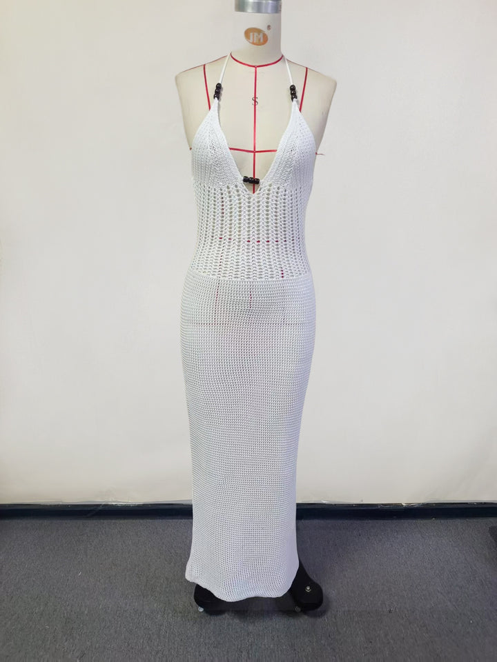 Women's crocheted beach dress with deep V-neck and outstanding details Mune Fashion