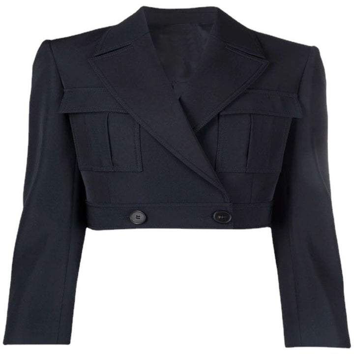 Women's short blazer in tailoring with patch pockets and distinctive shoulder design Mune Fashion