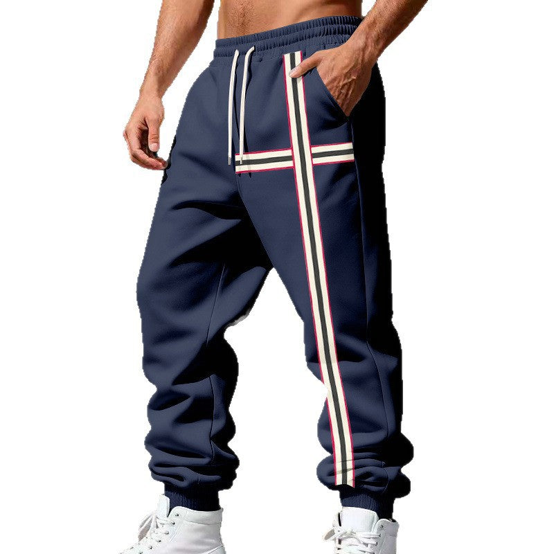 Men's jogging pants with side tape stripe and elastic drawstring waistband Mune Fashion