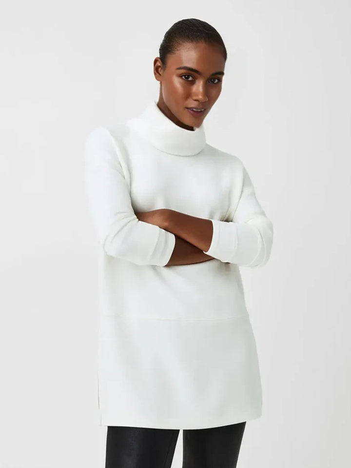 Women's Cozy Funnel Neck Tunic Sweater with Oversized Cut and Side Slits Mune Fashion