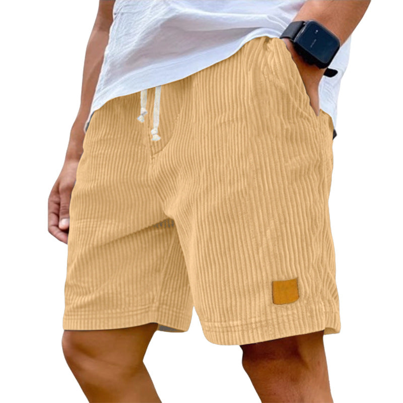 Men's fine corduroy shorts with elastic drawstring waistband, drawstring and deep side pockets Mune Fashion