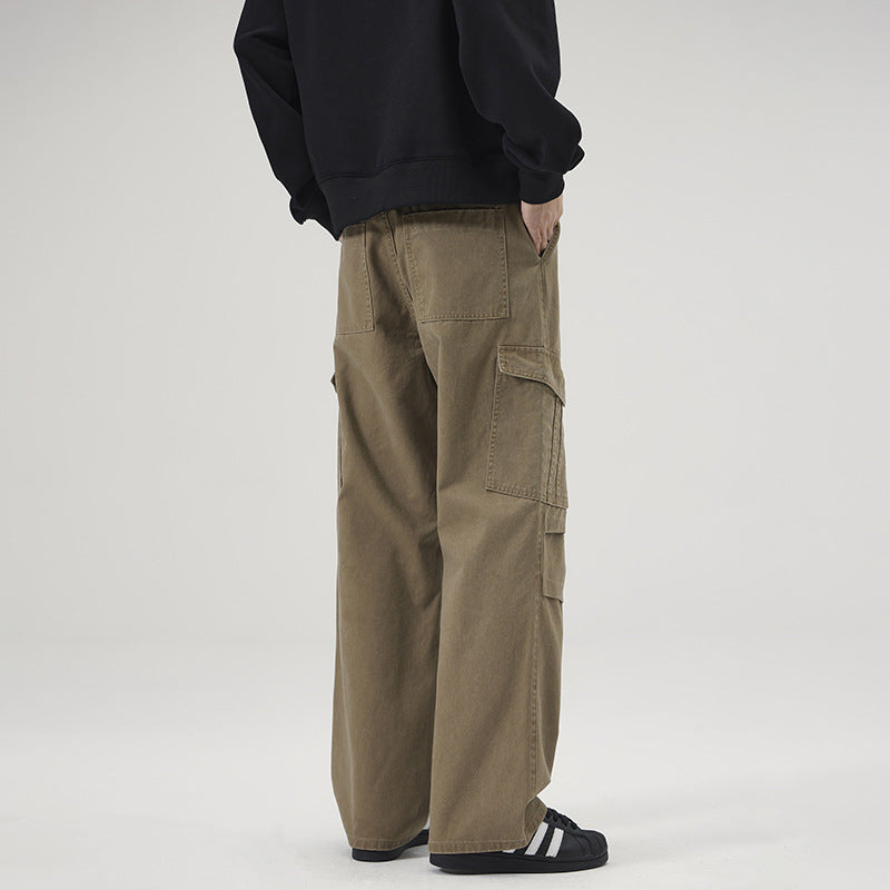 Men's Wide Cargo Pants in Palazzo Cut with Knee Panels and Patch Pockets Mune Fashion