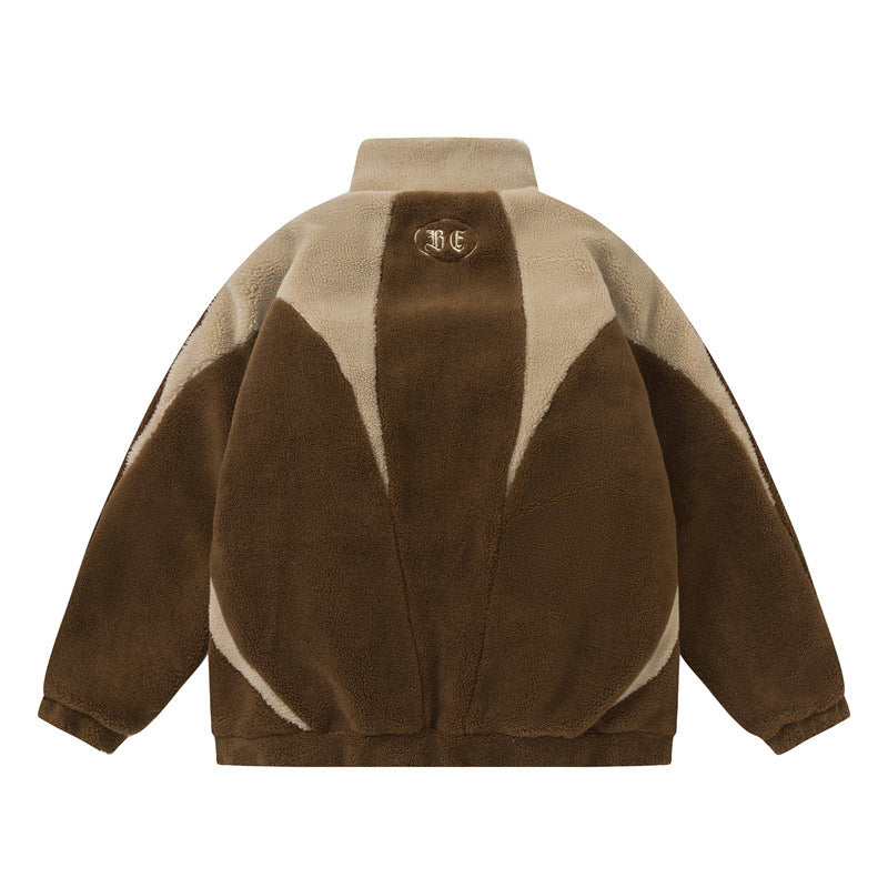 Unisex Oversized Teddy Fleece Jacket with High Standing Collar Mune Fashion