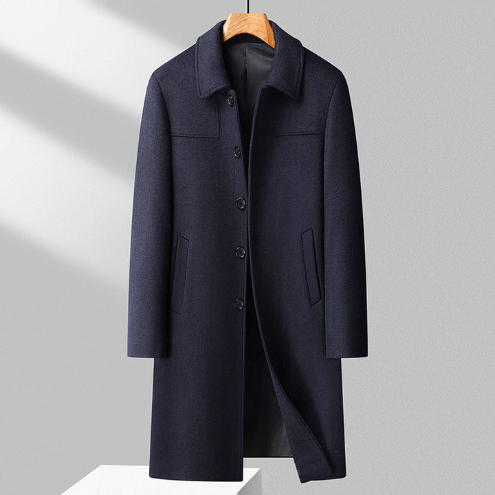 Men's Longer single-breasted wool coat with slim silhouette Mune Fashion