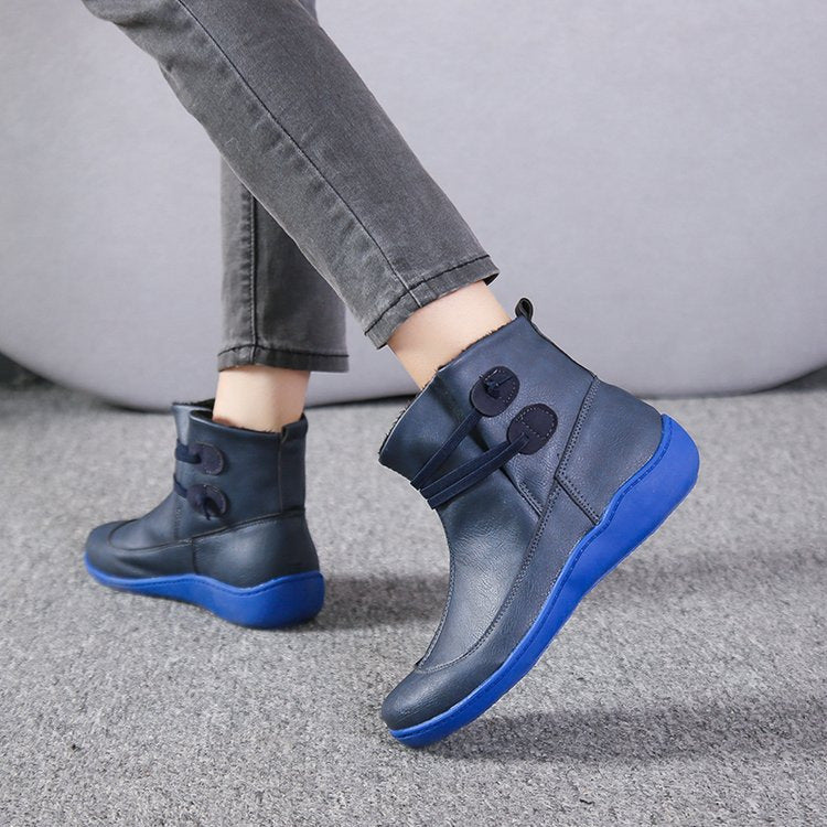Women elegant ankle-high comfort ankle boots with double strap closure and flexible light sole Mune Fashion
