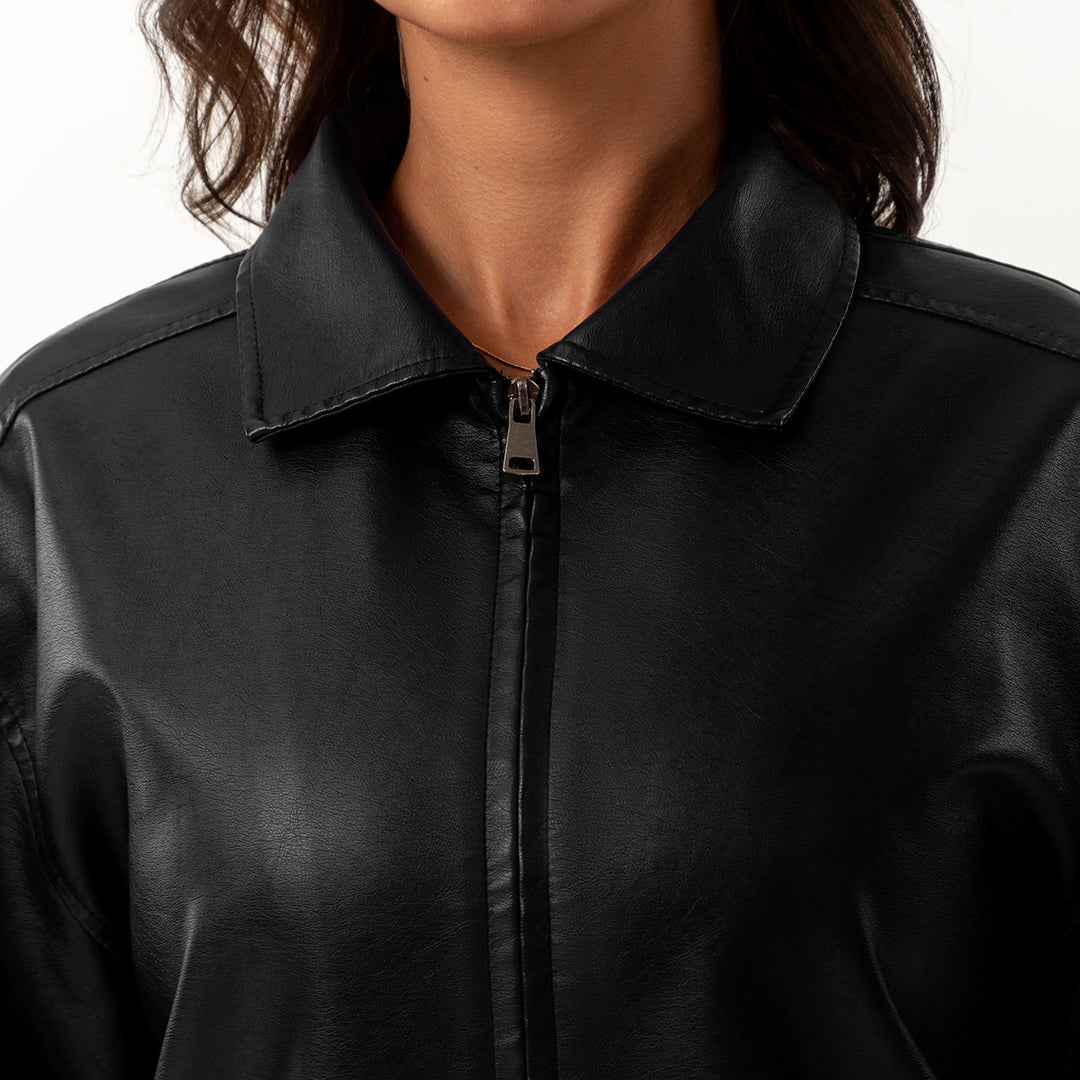 Women nan light satin bomber jacket with zipper and loose fit Mune Fashion