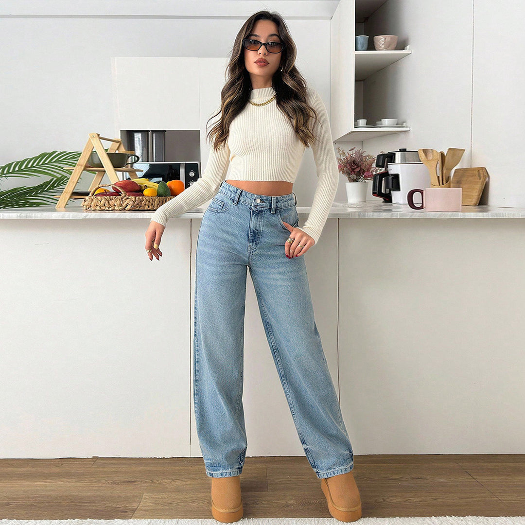 Women Relaxed-Fit High-Waist Jogger-Jeans with elastic ankle finish Mune Fashion