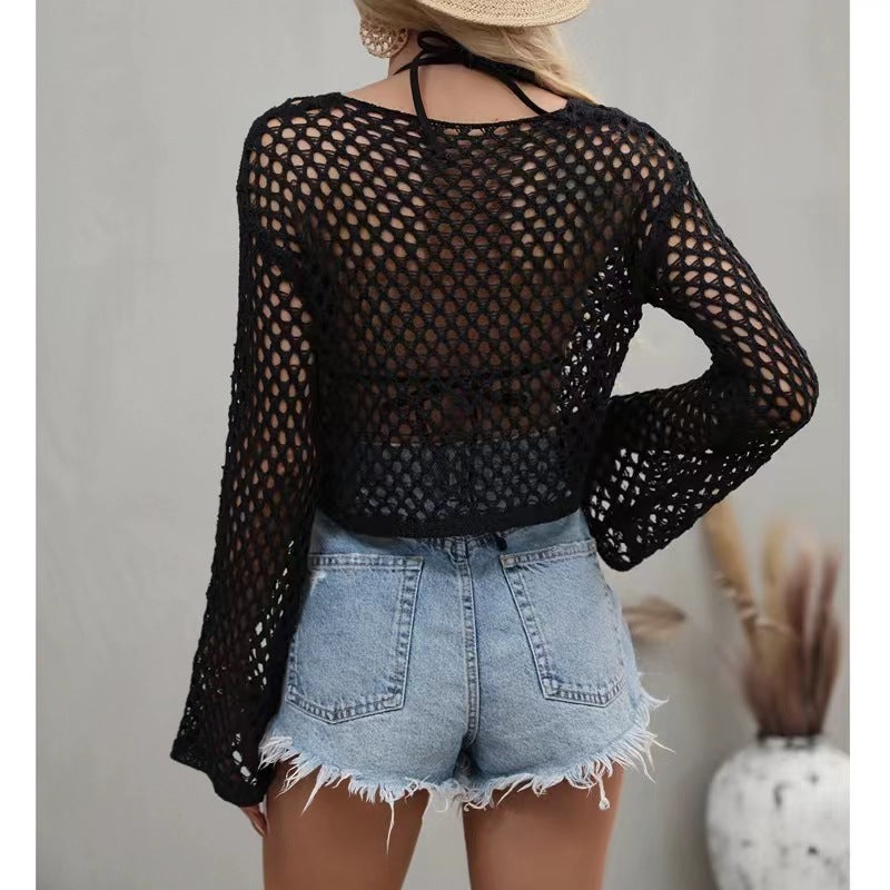 Ladies mesh top with wide-cut sleeves Mune Fashion