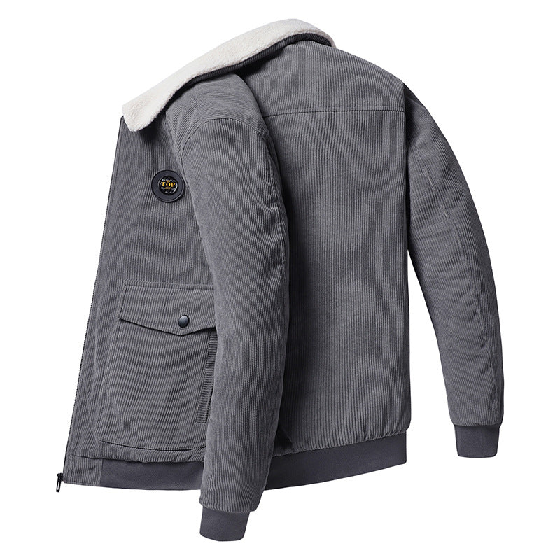 Men's corduroy bomber jacket with teddy collar and flap pockets Mune Fashion