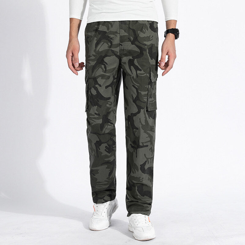 Men's Camouflage Cargo Pants in Army Style with Straight Cut, Multiple Pockets & Durable Seams Mune Fashion