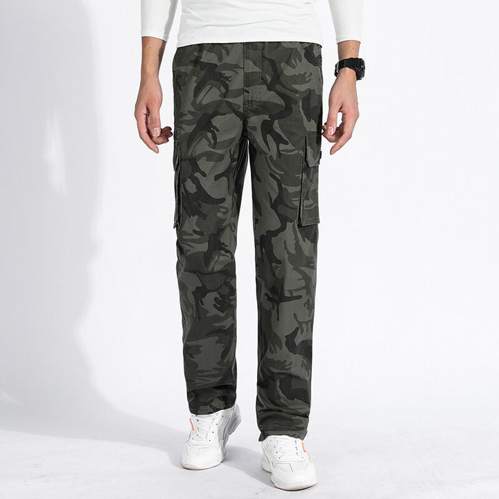 Men's Camouflage Cargo Pants in Army Style with Straight Cut, Multiple Pockets & Durable Seams Mune Fashion