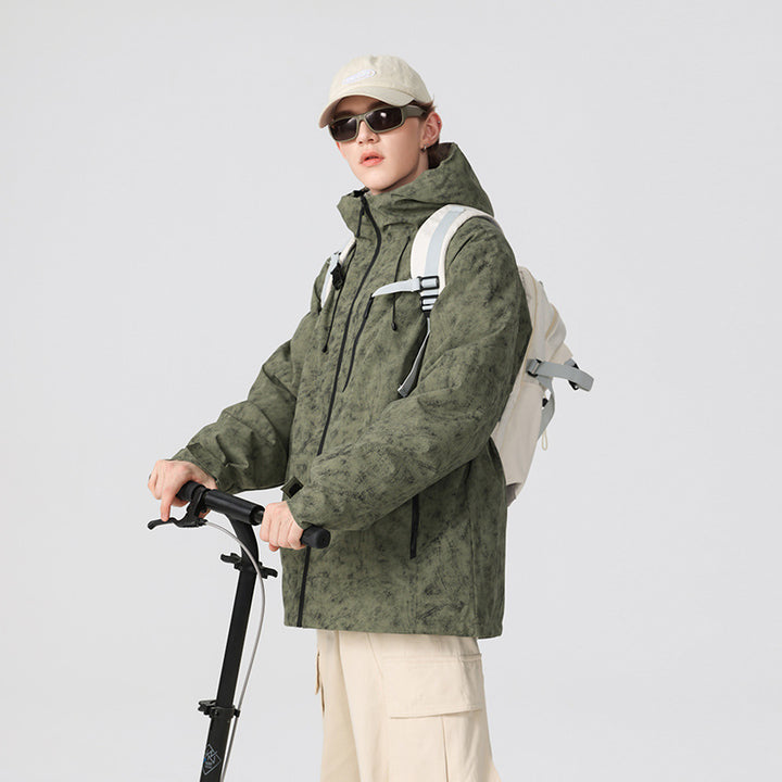 Men's Waterproof Breathable Outdoor Softshell Jacket with Taped Seams and Hood Drune