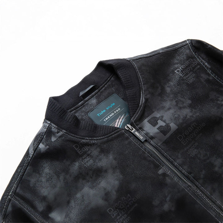 Men's leather imitation blouson with all-over print, zipper and ribbed cuffs Mune Fashion