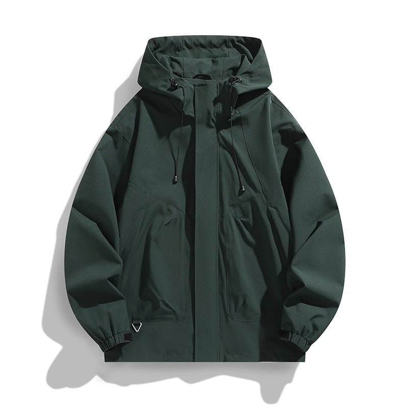 Men's Lightweight Wind and Water Resistant Hooded Jacket in Urban Utility Style with Concealed Zipper Placket Mune Fashion