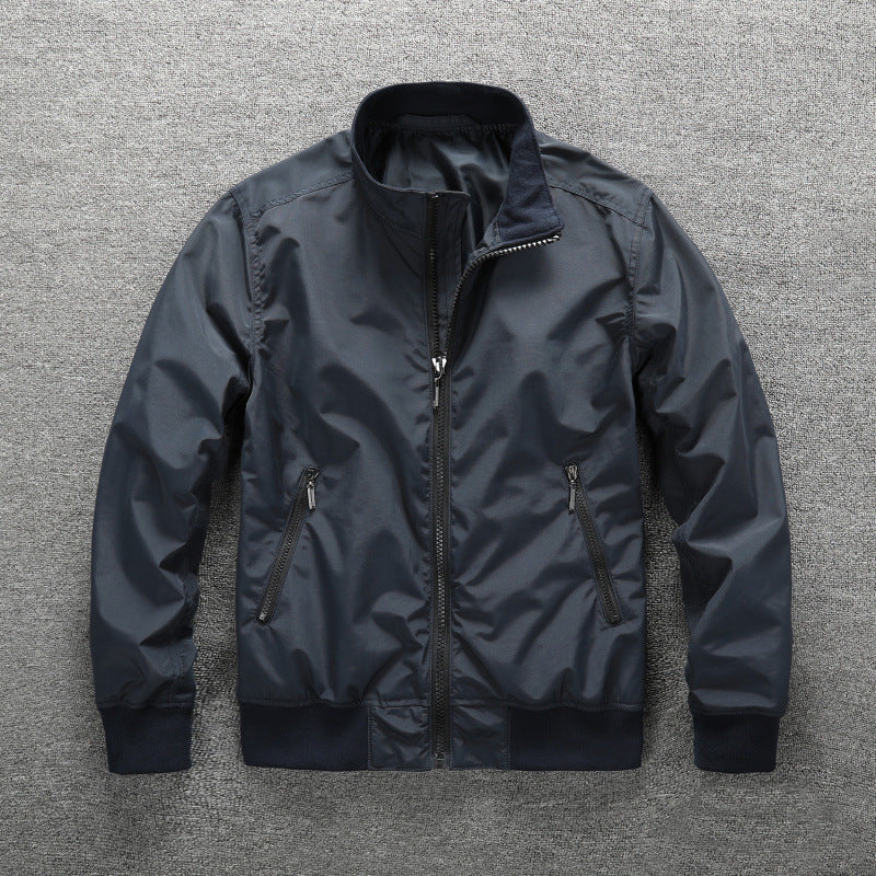 Men's Lightweight Water-Repellent Bomber Jacket with Stand Collar and Zipper Mune Fashion