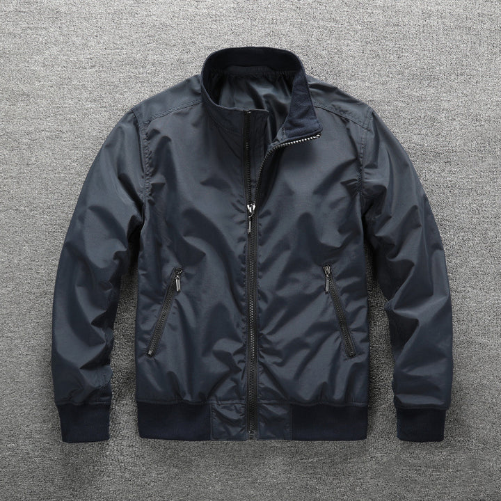 Men's Lightweight Water-Repellent Bomber Jacket with Stand Collar and Zipper Mune Fashion